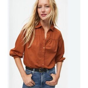 MICHAEL STARS Robyn Button Down Shirt Rust Orange Rustique Medium‎ Fall Western
